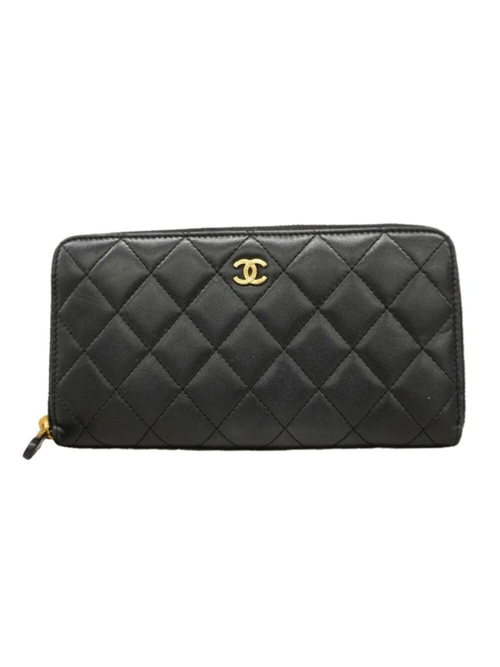 Chanel Wallet Quilted Lambskin Black Gold